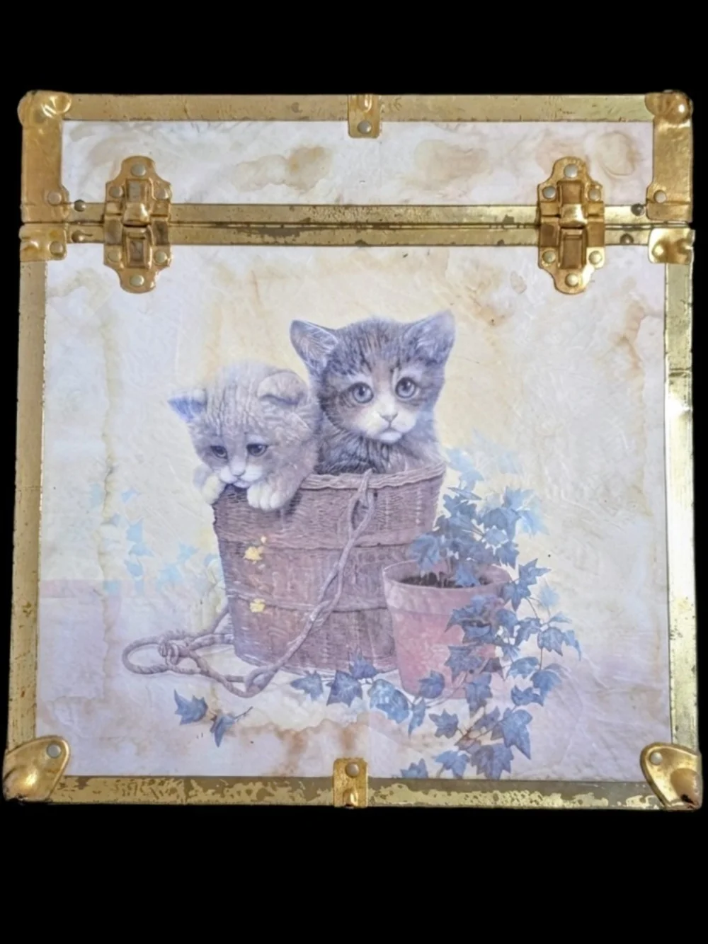 Vintage Ruane Manning Kitten Decorative Storage Box / Toy Chest